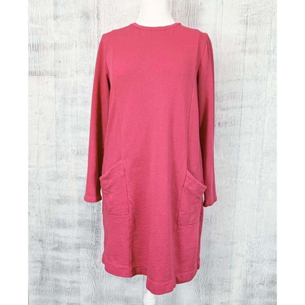 J. Jill French Terry Seamed Sweatshirt Dress Front Pockets Knee Length Womens M